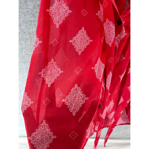 Xhilaration Juniors sz L (Women's M) Flowy Sheer Sleeveless Top July 4th Red - Picture 2 of 7